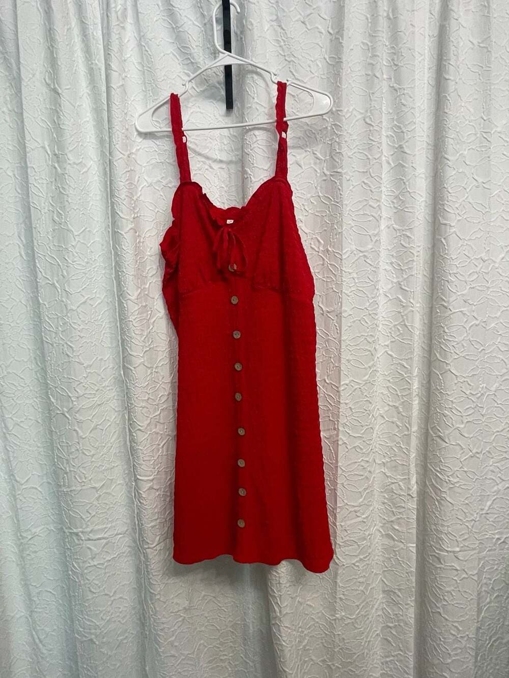 No Boundaries Red Button Front Mini Dress Size XXXL 21 Smocked Sundress